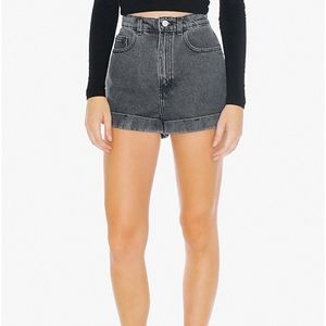 American Apparel Grey Denim High-Waisted Shorts